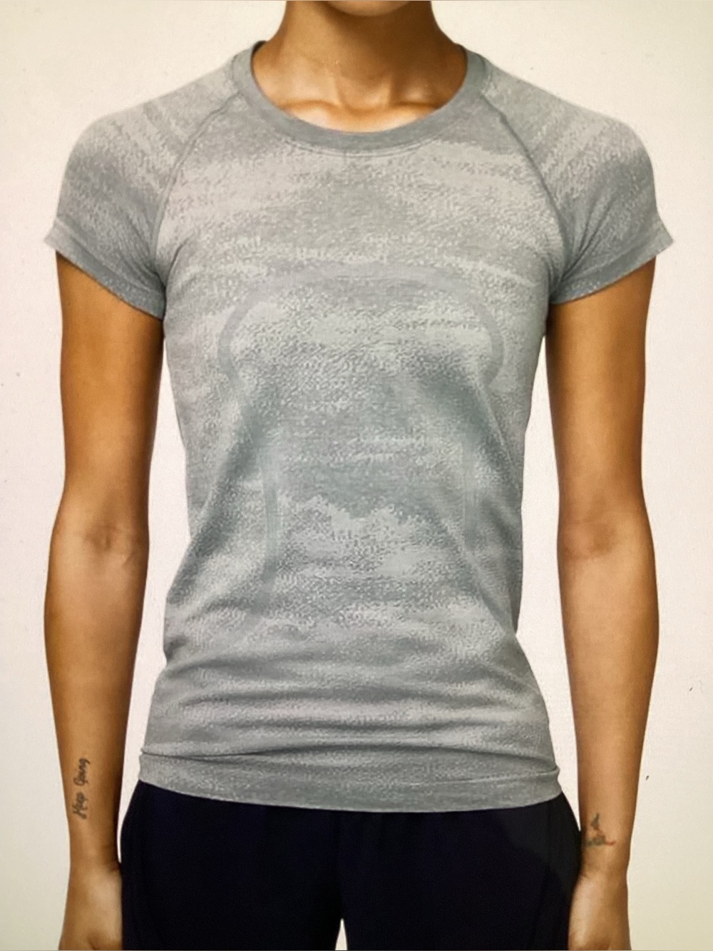 Lululemon Swiftly Speed Short Sleeve in Aqua Smoke/ White/ Cadet Blue